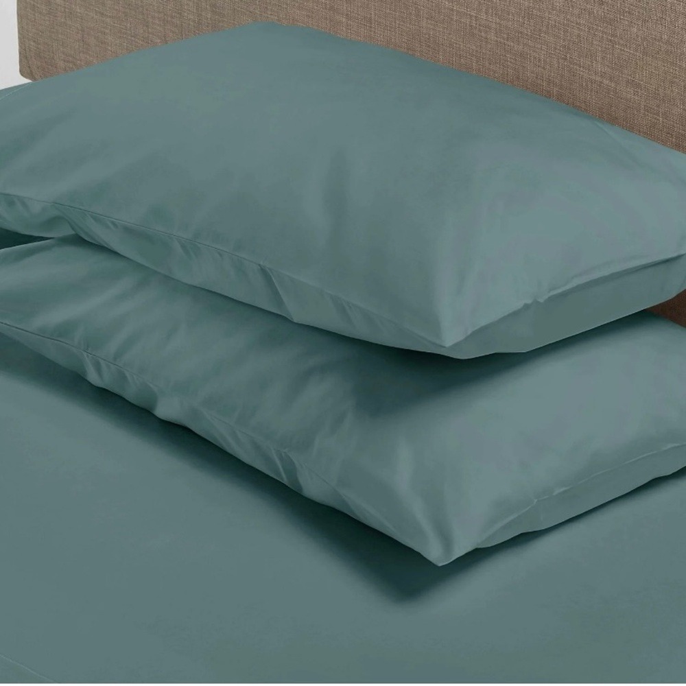 New Hotel Style 600 Thread Count Teal Cotton Sateen-Weave Pillowcases,Queen (2)